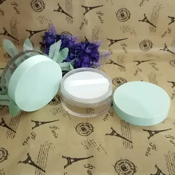 

15G 15ml Empty Clear Plastic Loose Powder Packing Box DIY Round Green Lid Cosmetic Powder Refillable Case Beauty Tool Powder Jar