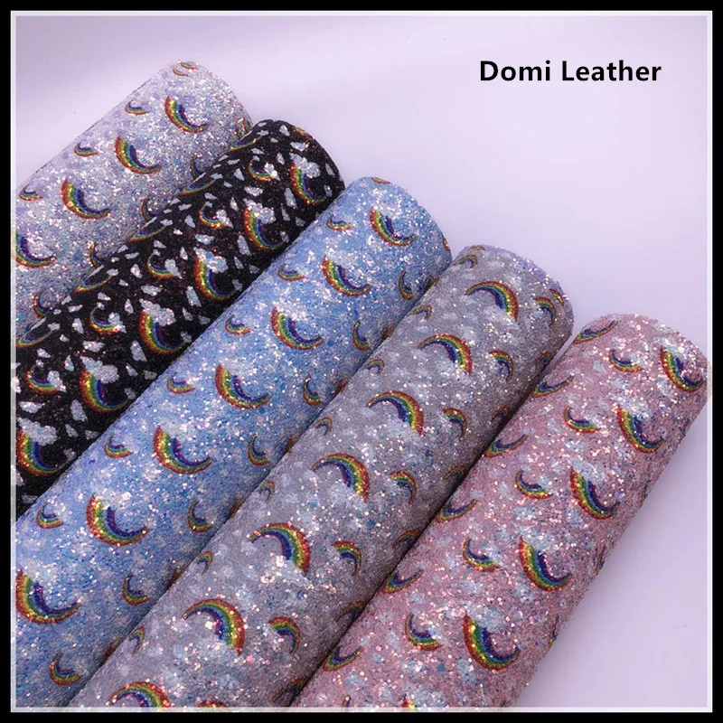 rainbow printed chunky glitter fabric for hairbows (5)