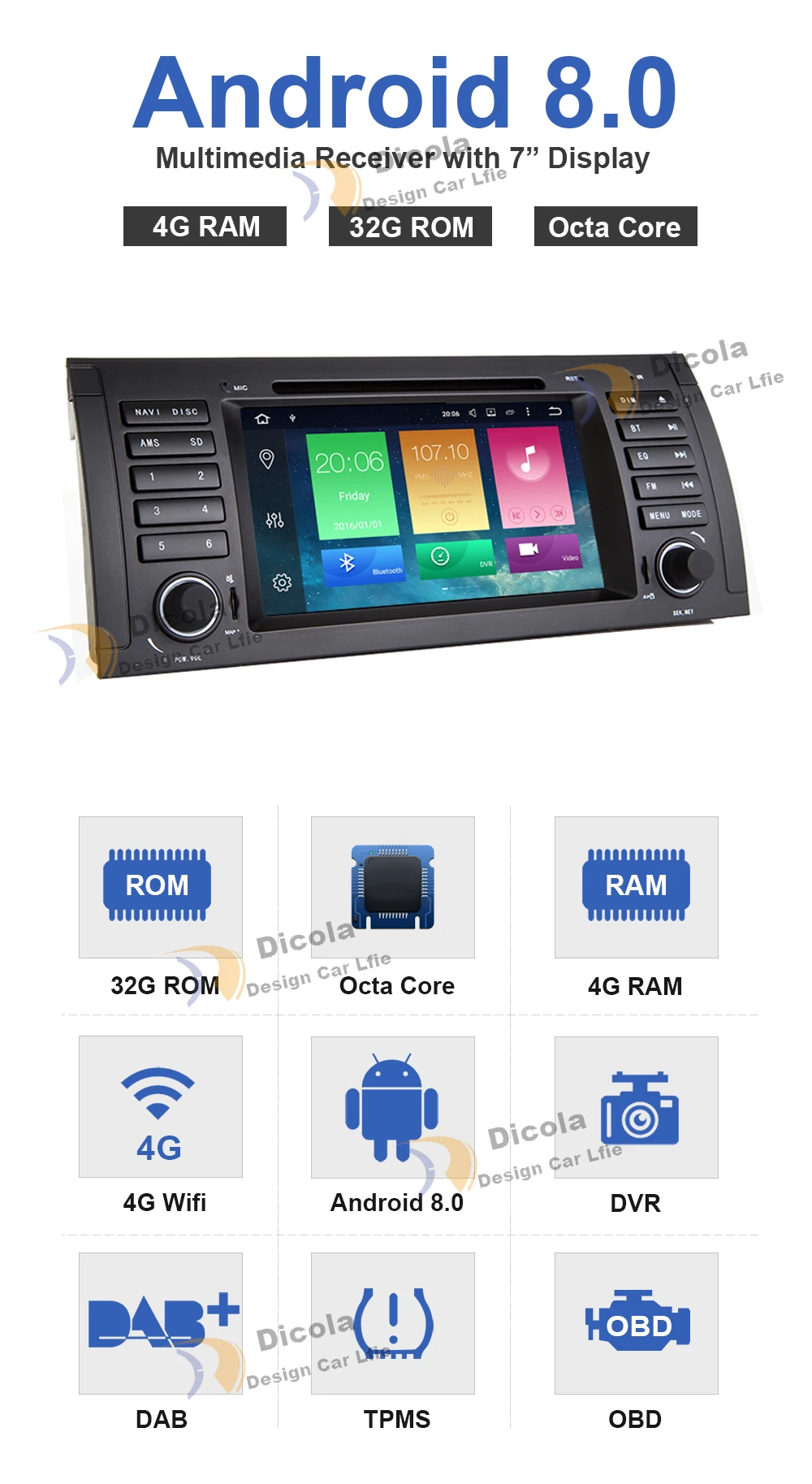 Flash Deal Android 8.0 2 DIN Car DVD GPS For BMW E39 X5 7 Series E38 with CANBUS WIFI USB stereo navigation Multimedia car radio stereo PC 5
