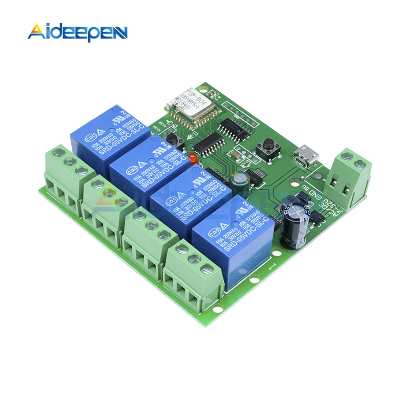 

DC 5V-32V 4 Channel Wireless Wifi 10A Relay Delay Switch 4-Way APP Control For Android IOS For Smart Home