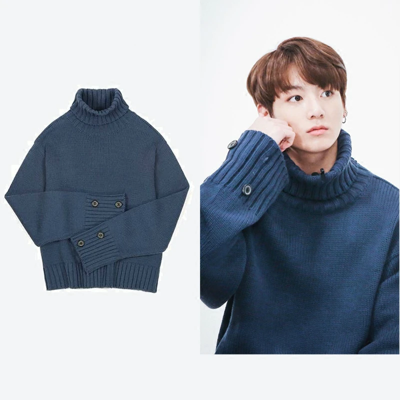

kpop streetwear casual Blue High collar Hoodies Women autumn casual pullovers Bangtan Boys Hip Hop Sweatshirt streetwear clothes