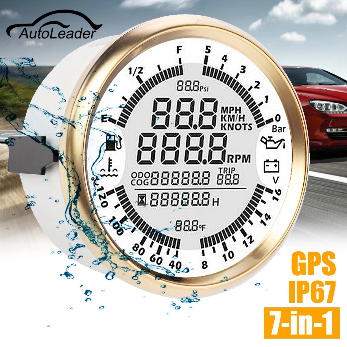 

Autoleader 85mm GPS Speedometer Oil Pressure Gauge Fuel Gauge Tachometer Speed Boat Car DIY Speedometers