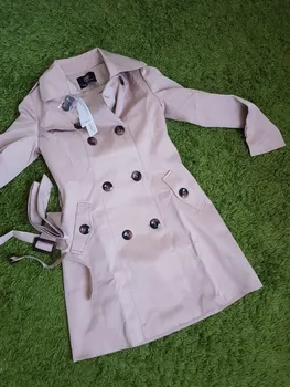 

2019 Spring Autumn Women New Fashion Mid-long Trench coat Korean version Coat Slim Belt Double Breasted Long sleeve Windbreaker