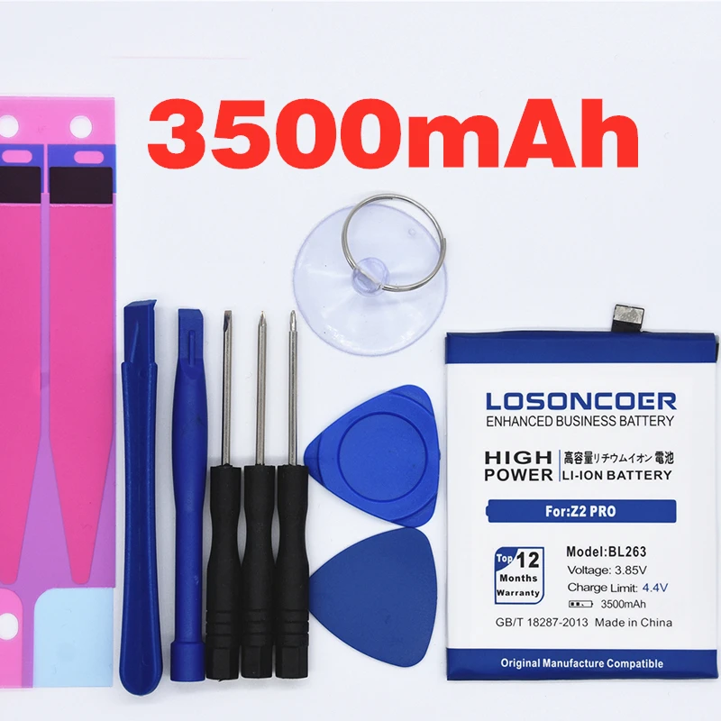 

100% Original LOSONCOER BL263 3500mAh Battery Fit for Lenovo ZUK Z2 Pro Battery High quality battery