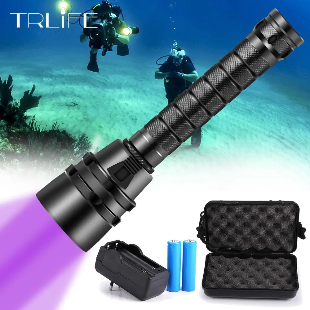 

UV Light diving flashlight 5XUV Flash Light LED Torch underwater 200M dive flashlight scuba zaklamp UV lantern use 18650 Battery