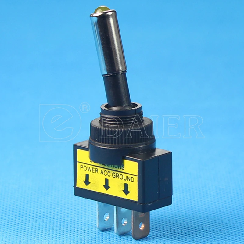 6 шт. 12VDC 12 мм SPST 3 Pin ON OFF автоматический выключатель света однополюсный 20A с 12В