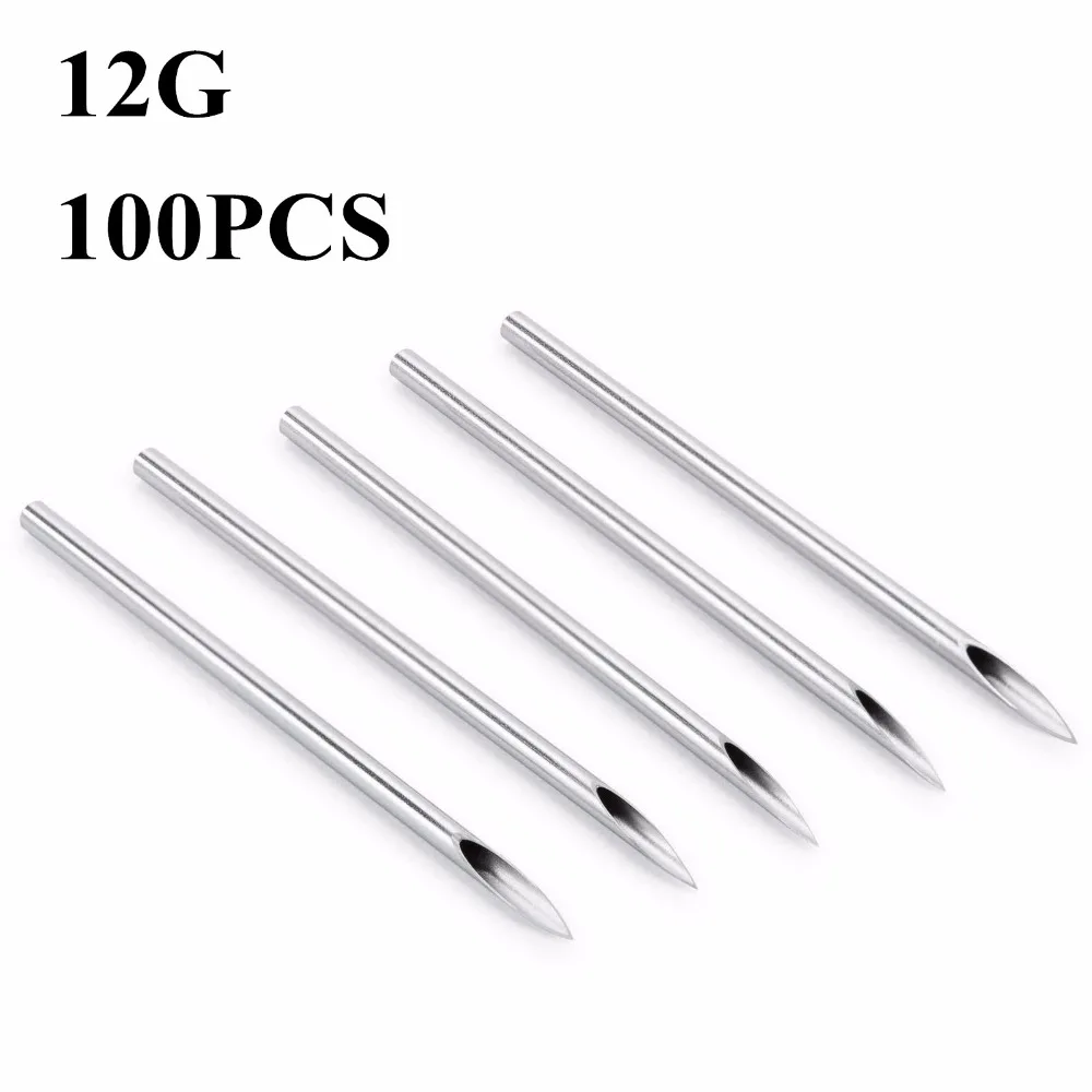 

100pcs Sterile 12 Gauge Body Ear Navel Nipple Piercing Needles - BPNP-12G