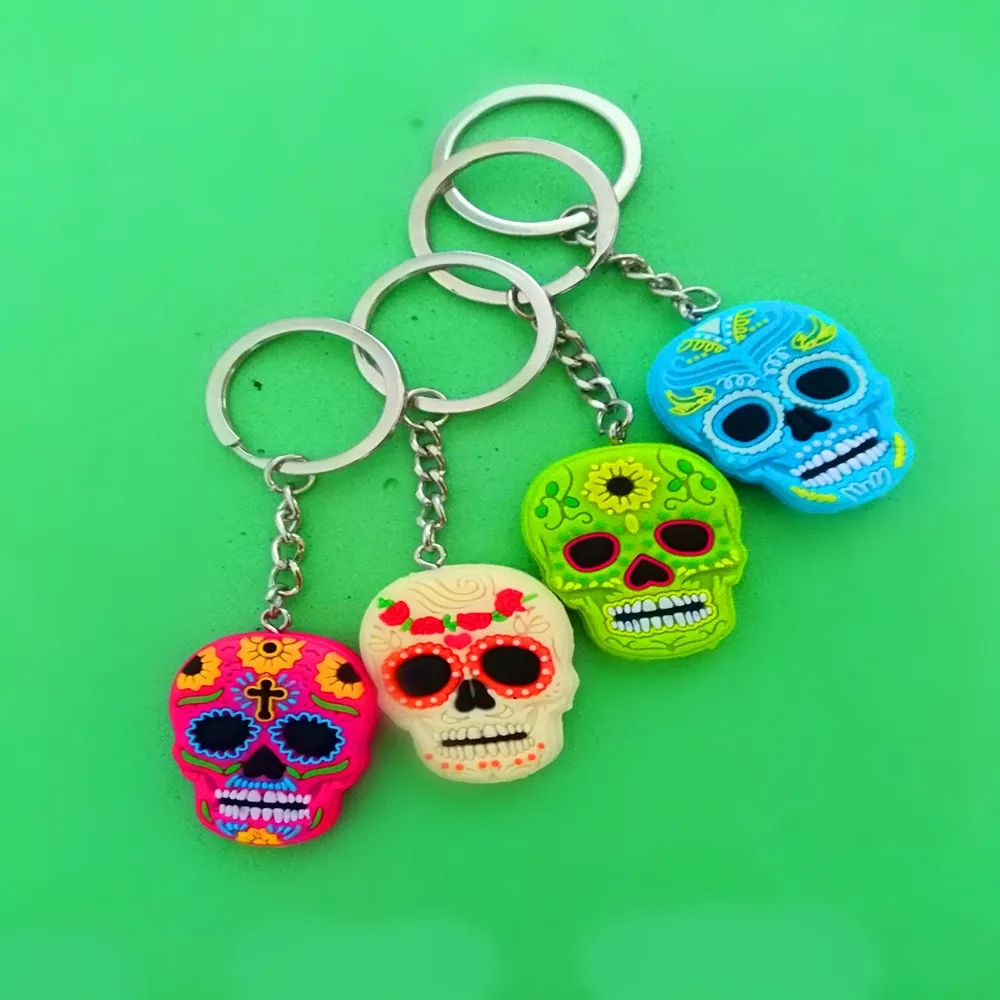 

New Cartoon Digital skull Keychain Mask Keyring Pendant PVC Soft Keychain Halloween Keychain Jewelry Pendant Random Shipping
