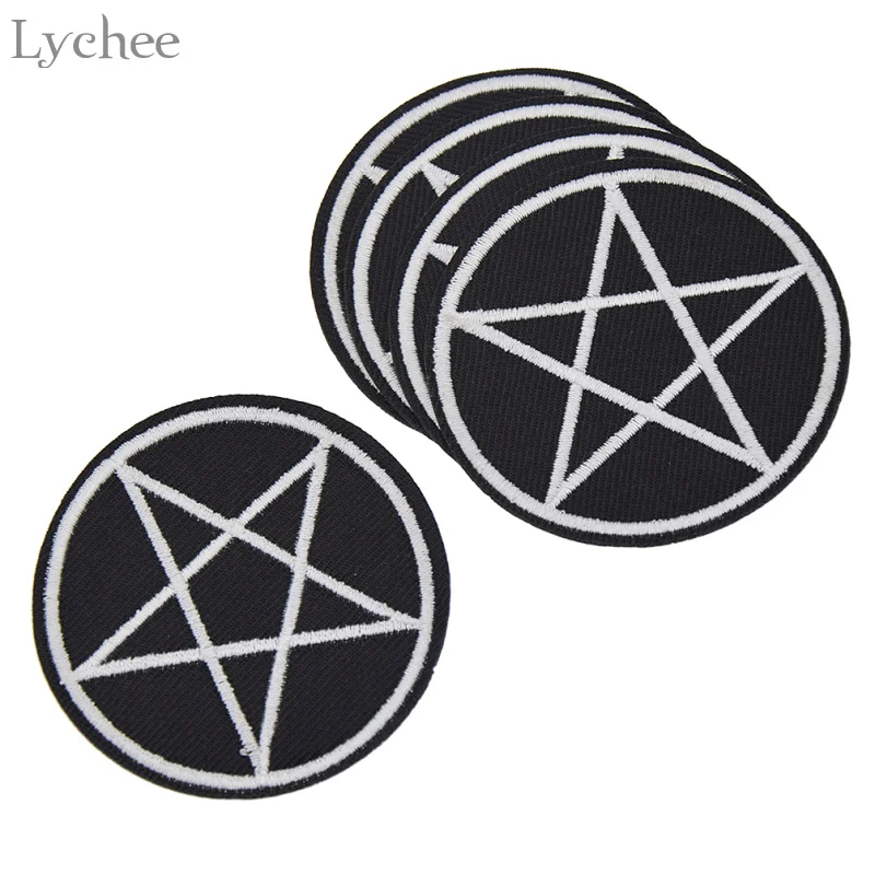 5pcs Pentagram Gothic Applique Sew Iron on Patch Clothes Hat Patches DIY Decor