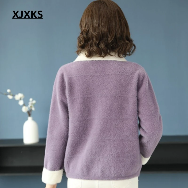 XJXKS Новое поступление manteau femme куртка Женское пальто пэчворк на молнии для молодых девушек удобные теплые пальто и куртки для женщин