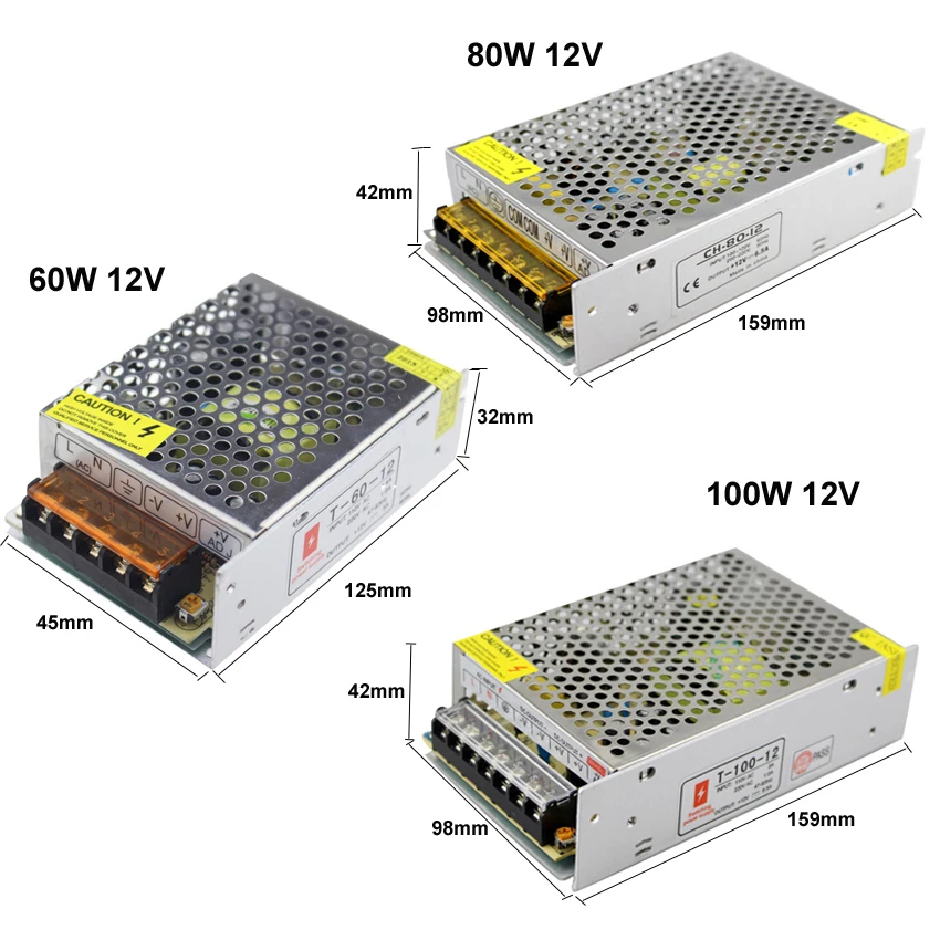 DC12V светодиодный трансформатор питание 1.25A 2A 3A 5A 10A 15A 20A 30A 33A 40A 50A ac к dc 12 В питание светодиодный драйвер для светодиодные ленты