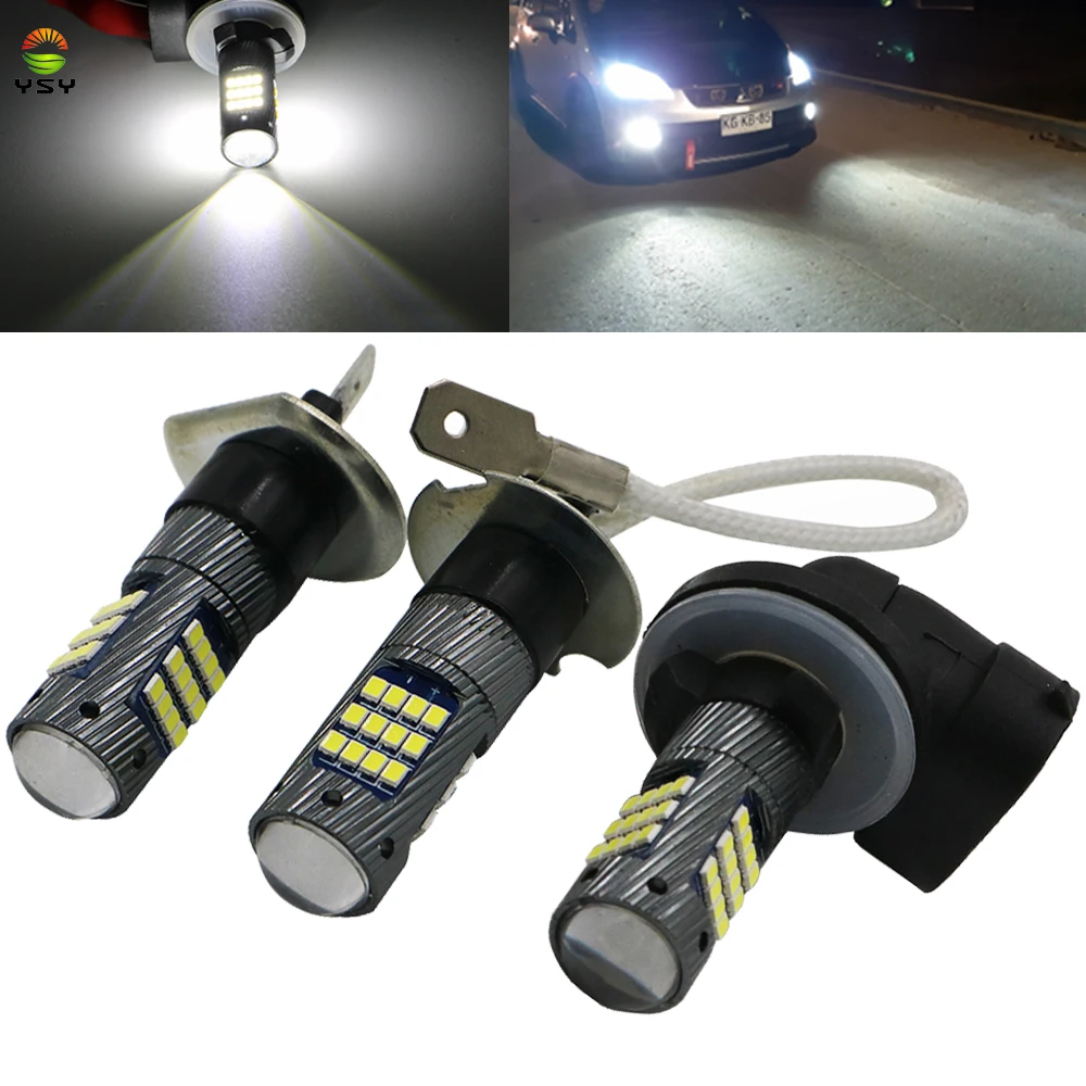 2pcs 1300Lm H1 H3 LED Car Lights Bulbs 42SMD 2016 881 H27 White Daytime Running DRL Fog Light 6000K 12V Driving Lamp | Автомобили и