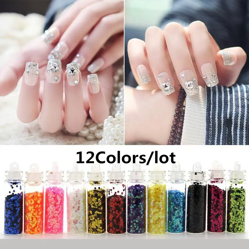 12 цветов/Много Блеск УФ лак для ногтей порошок Bling Блестки ремесло DIY стикер