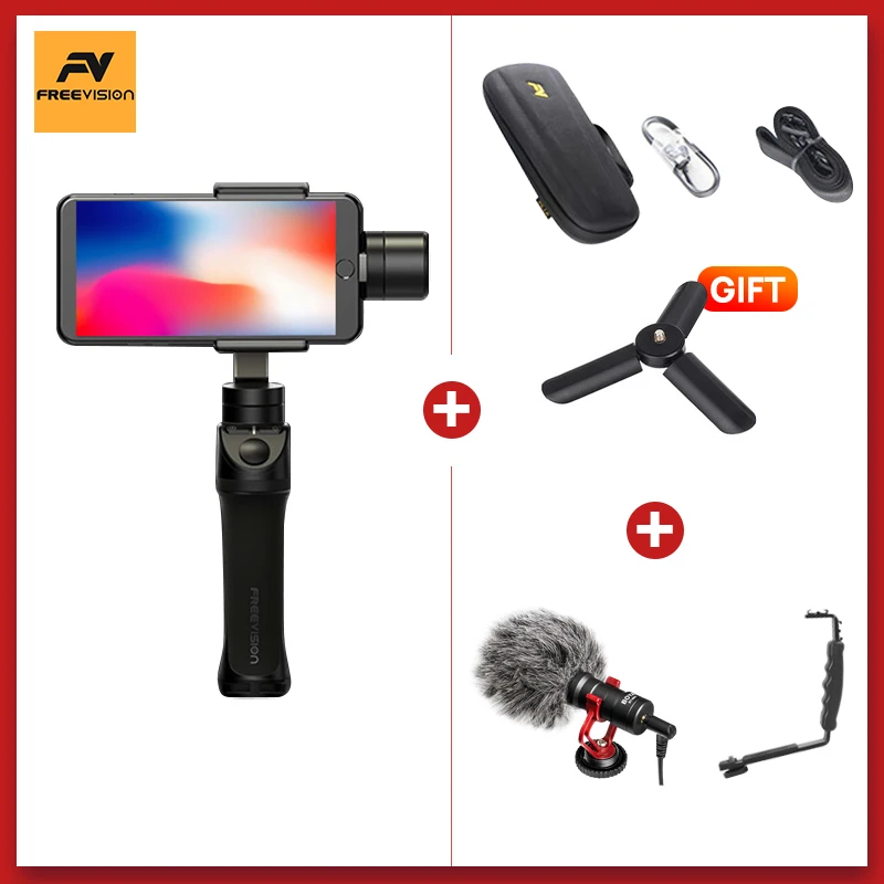 Gimbal Freevision VILTA M карданный 3-осевой карданный стабилизатор смартфона для xiaomi iphone экшн-камеры Go Pro PK DJI Osmo mobile 2 - Цвет: add L Stand BOYA Mic