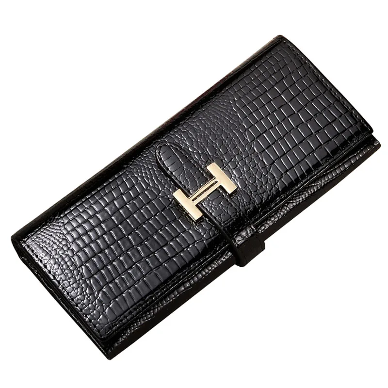 

2018 Luxury Genuine Leather Women Wallets Credit Card Holder Coin Purse Crocodile Patent Leather Long Women's Clutch bag Wallets