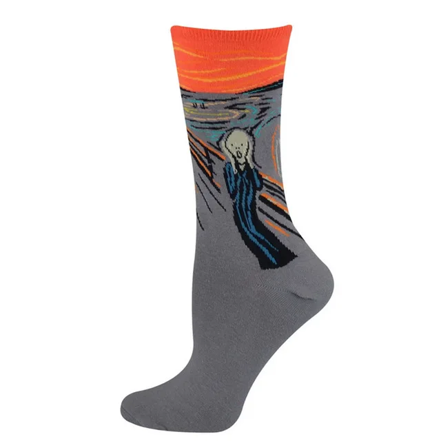 Ван Гог модные художественные носки Харадзюку, хлопковые носки с набивным рисунком для женщин и мужчин, короткие носки, новинка, забавный рисунок, милый рисунок - Цвет: r01-1-6