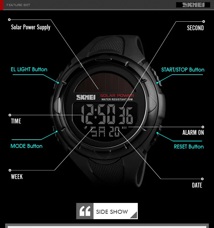 SKMEI солнечные спортивные часы мужские военные цифровые наручные часы Роскошные мужские светодиодный водонепроницаемые часы Reloj Hombre Relogio Masculino