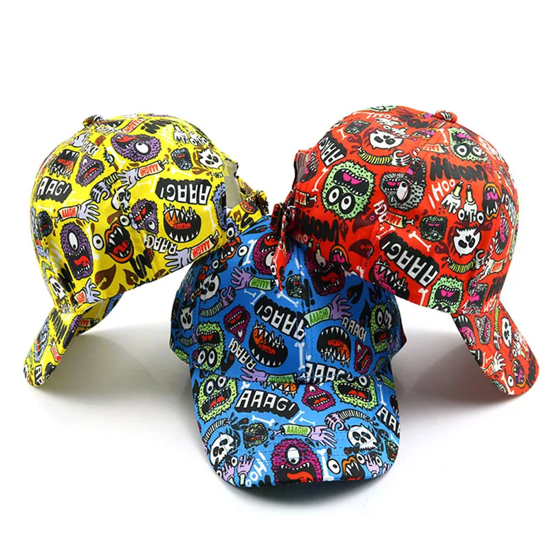 

Fashion Design Color Graffiti Children Baseball Caps Yellow Blue Red Kids Hat For Boys Girls Outdoor Sunscreen Baseball Hats