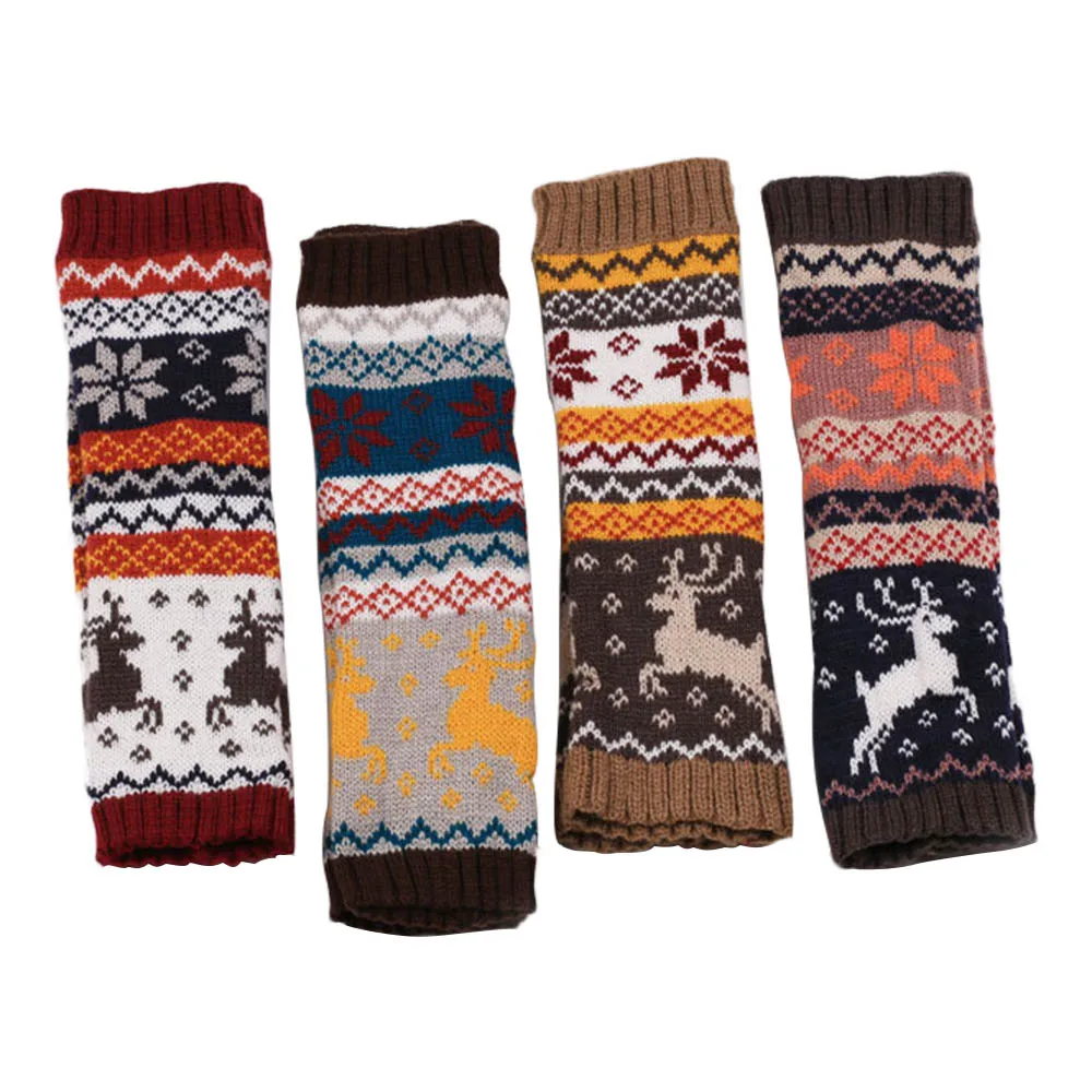 

Women Winter Knitted Weave Gloves Soft Long Deer Pattern warm Fingerless Mitten