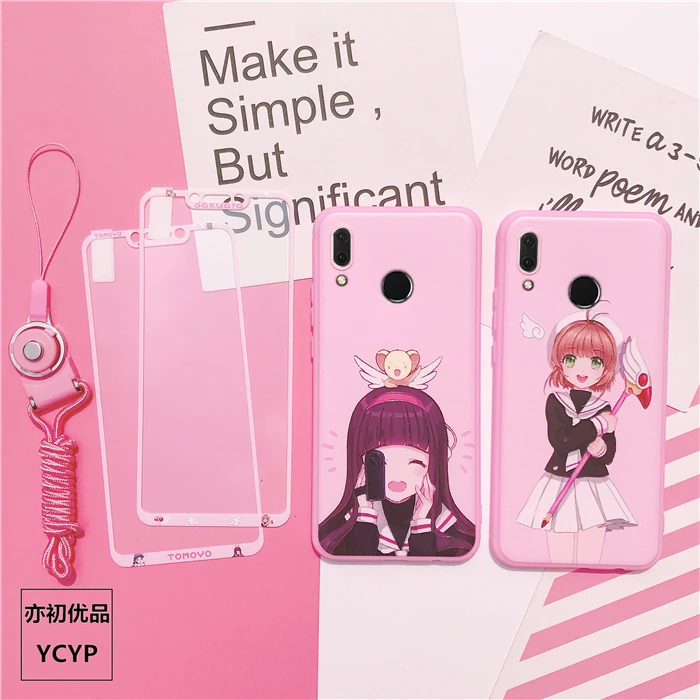 Чехол P30 pro Cute Cardcaptor Sakura + чехол с закаленным стеклом для экрана Huawei Nova4/3/3E/P20/P20