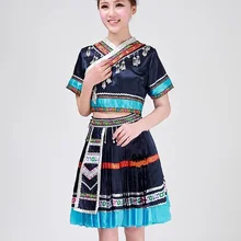 Женская обувь в традиционном китайском стиле хмонг Miao этнический одежда женская одежда Чжуан Dong Мяо, платья со шляпой, комплект костюмов наборы для ухода за кожей