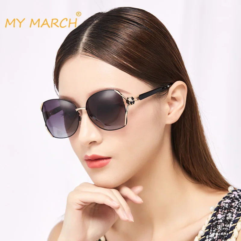 MYMARCH BRAND DESIGN Sunglasses Women 2019 Vintage Fashion Sun Glasses Polarized Gradient Lens Glasses UV400 Gafas De Sol M2065