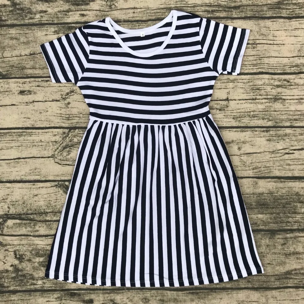 New Spring Clothing black and white Striped Dress little baby girl kid