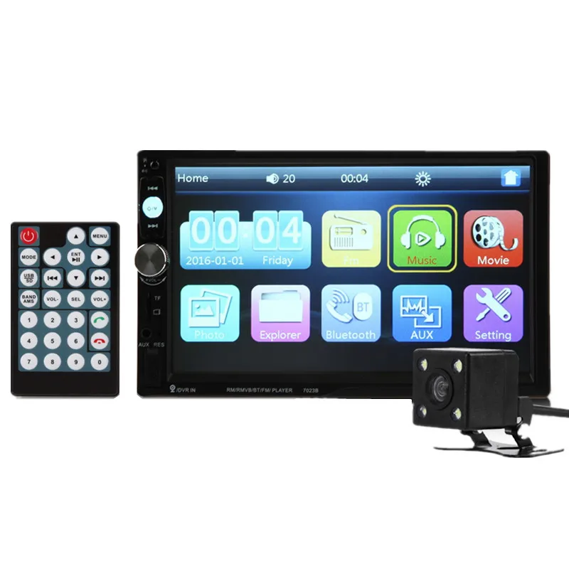 

7" 2 Din 12V Car Video Audio MP5 Player Bluetooth Handsfree Touch Screen FM/USB/AUX Auto Radio Autoradio with Rearview Camera