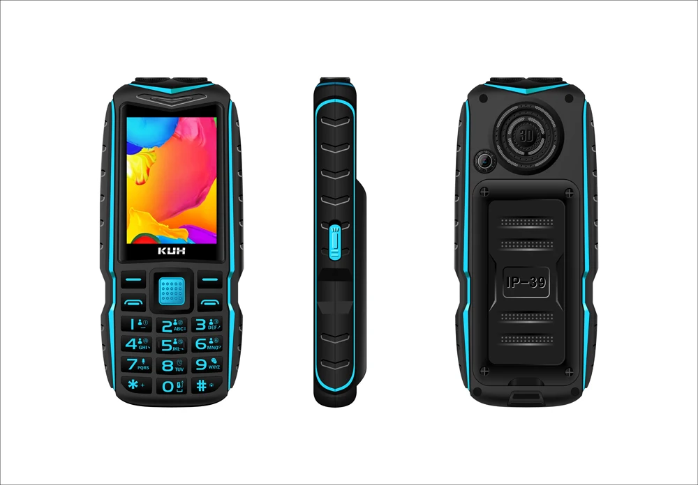 KUH прочный внешний мобильный телефон с длительным временем ожидания внешний аккумулятор Вибрация Bluetooth двойной фонарик ударопрочный 15800 мАч громкий динамик - Цвет: Синий