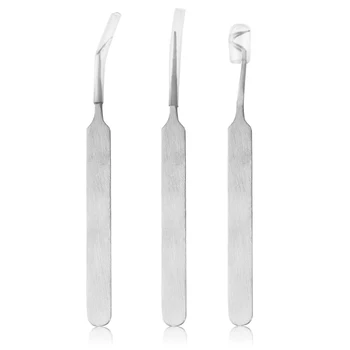 

3 pcs/lot Practical Acne Needle Tweezers Blackhead Pimples Removal Pointed Bend Gib Head Face Care Tools Comedone Acne Extractor