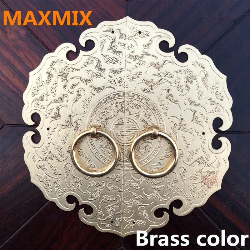 

12cm-35cm Chinese style Hand door pure copper Wardrobe Round handle Retro Carved designs Cabinet Knobs Antique furniture handle