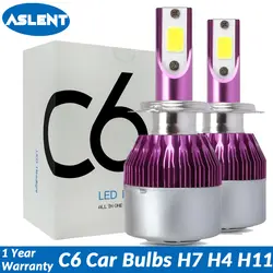 ASLENT 2 шт автомобилей Headllight H7 светодиодный H4 светодиодный лампы H1 H3 H11 H8 H9 9005 9006 60 W 8000LM 6500 K туман свет 12 V 24 V авто фары лампы