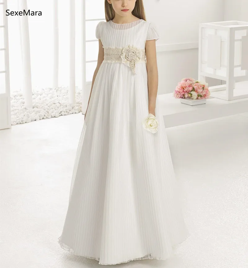 Vintage Flower Girl Dresses For Wedding Empire Waist Sash Kids First