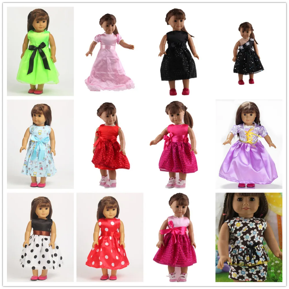 

12 Colors Princess Dress Wear Fit 18 Inch Doll Clothes And Accessories Dresses 29B