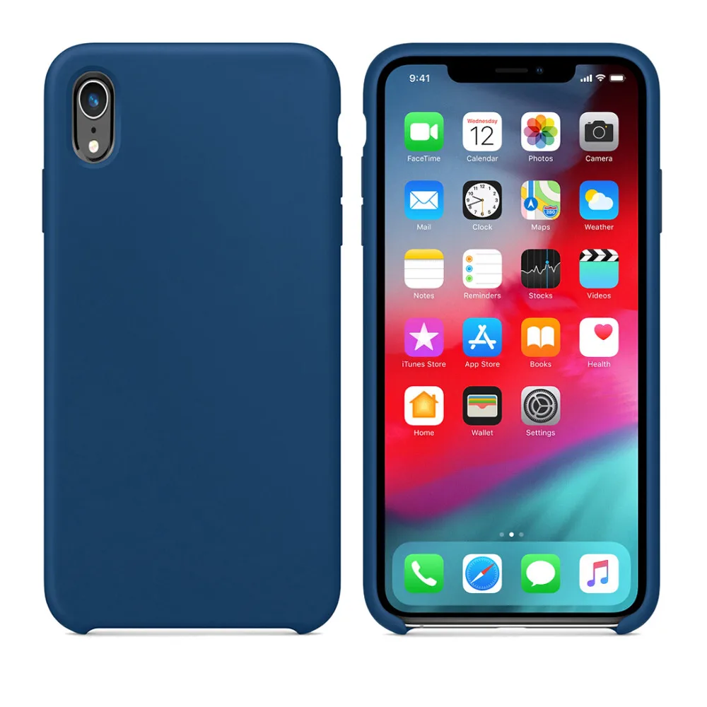 Синий Для iPhone XR 6,1 дюймов Элегантный Стильный Простой грязеотталкивающий Водонепроницаемый Ультратонкий силиконовый мягкий защитный чехол - Цвет: Синий