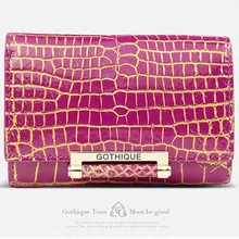 2016 New gete Siamese real crocodile skin belly women clutches short wallet 24 k gold lock button women bag