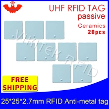 UHF RFID металлическая бирка 915 м 868 м EPC ISO18000-6C 20 шт инструменты управления 25*25*2,7 мм квадратная керамика пассивные RFID метки