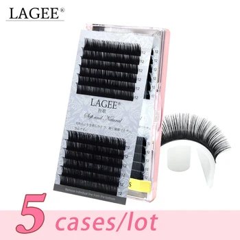

LAGEE 5cases/lot All Size Eyelash Extensions Individual Premium Faux Mink Synthetic Fake False Eyelashes soft and natural