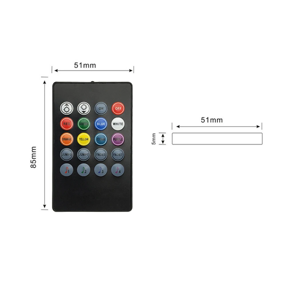 20 Key Music IR Controller Black Sound Sensor Remote DC 12V RGB Controller For RGB LED Strip Connect 2 Led Strip