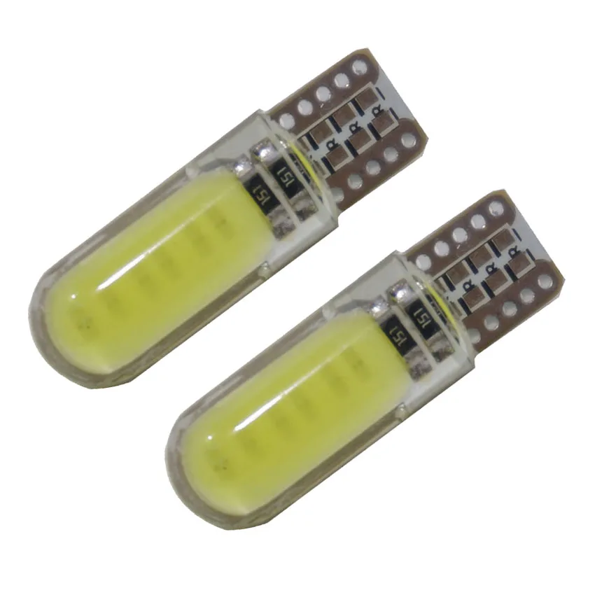 2 шт. T10 W5W 194 147 501 COB 12 Светодиодный силиконовый водонепроницаемый клиновидный
