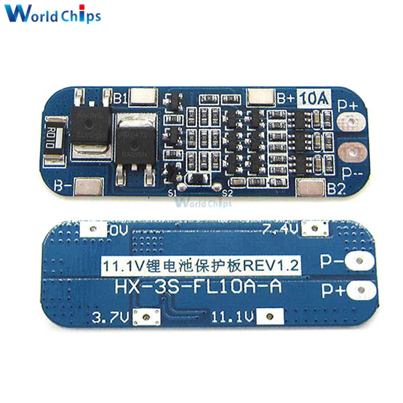 

3S 10A 11.1V 12V 12.6V Lithium Battery Charger Protection Board Module for 18650 Li-ion Lipo Battery Cells BMS 3.7V