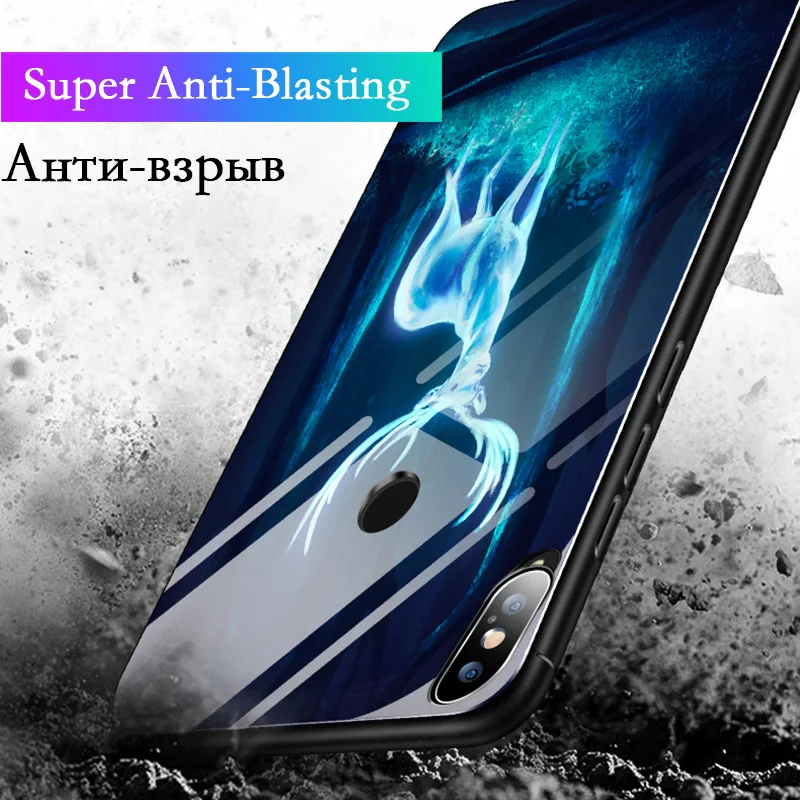 Luminous Case For Xiaomi Mi 8 Lite A1 A2 Lite 6 Glass Back Cover Case For Xiaomi Redmi 5 5 Plus 6A 6 Pro Note 4 4X 5 5 Pro Coque