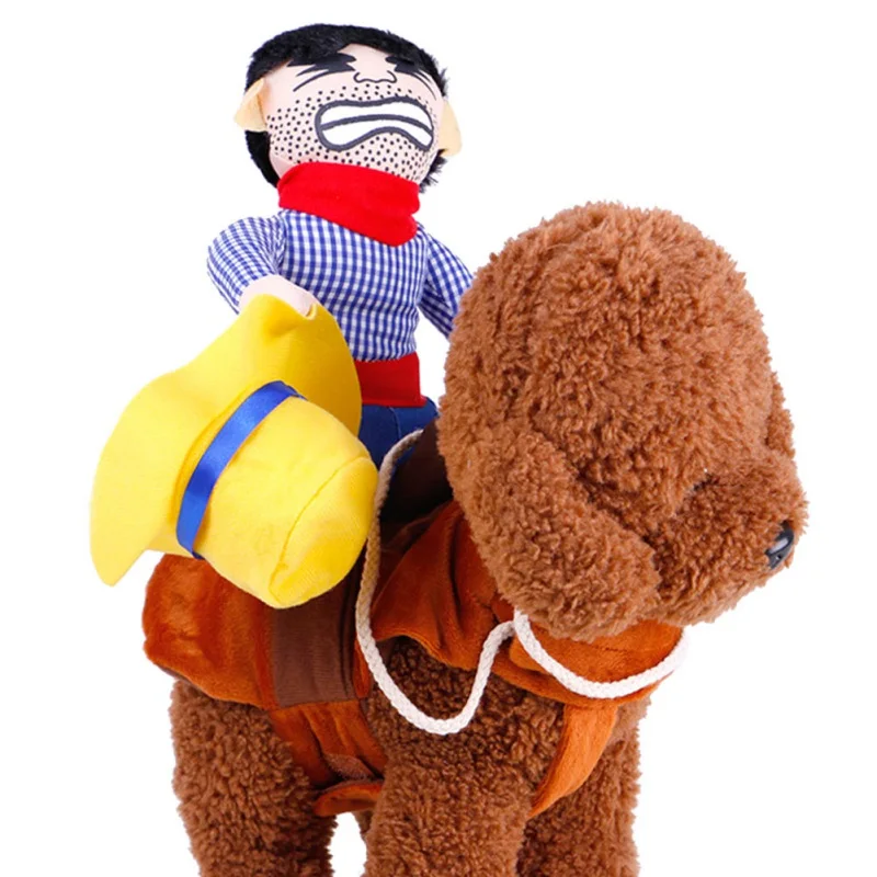 Pet Dog Costume Cowboy Novelty Clothes for Dogs Riding horse Halloween