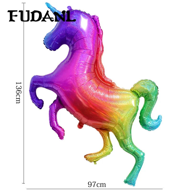 1 шт. большой лазерный Единорог шары материал Радуга лошадь воздушный шар из фольги ребенок день рождения свадьба мячики для детей, игрушки - Цвет: As Picture