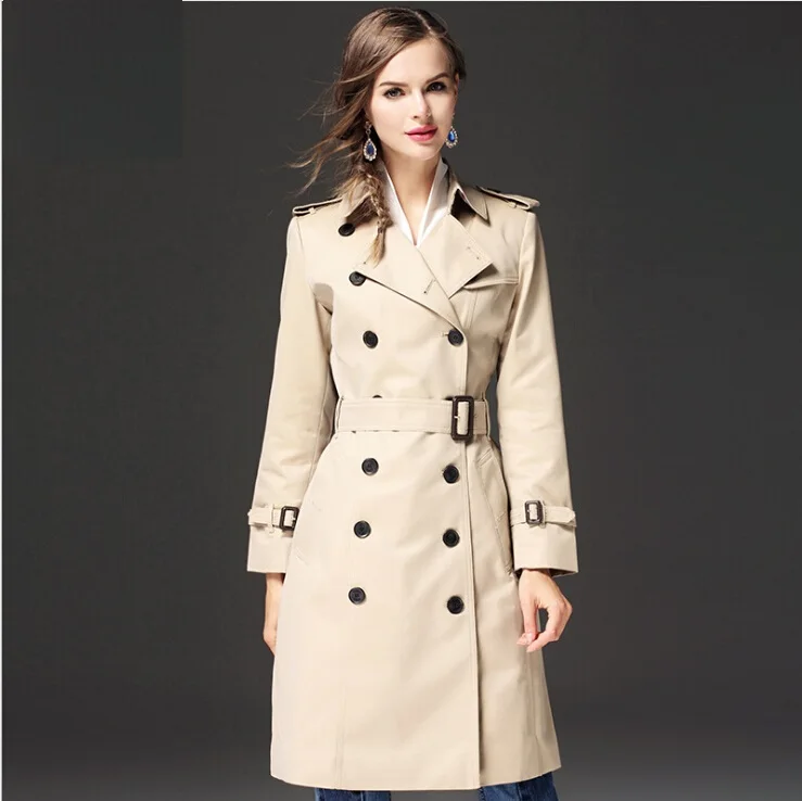 Trench Coat For Women 2017Double Breasted Slim Fit Long winter Coat
