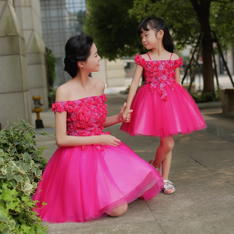 matching gowns for mom and daughter