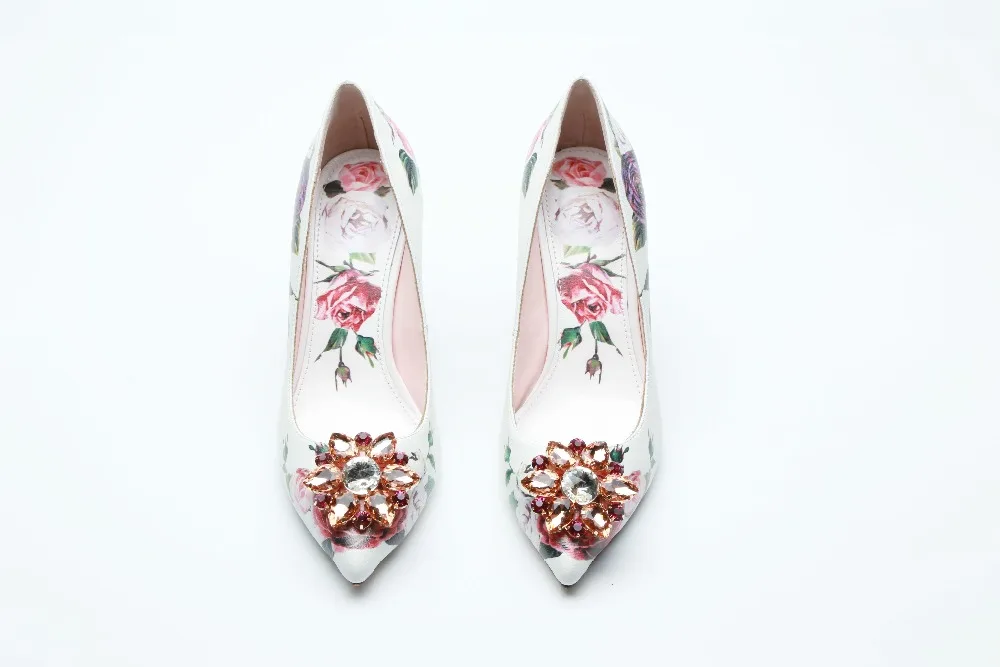 Strass Imprimer As as Populaire Mariage Beertola Talons Zapatos Mujer 3d Pompes Slip Fleur Sur De Chaussures Femmes Picture 10cm Fête 6cm Bout Pointu Rose x44S0p