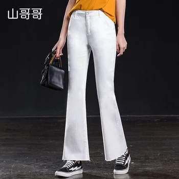 

Shangege elasticity cotton ankle-length women jeans 2019 spring summer high loose flare pants best