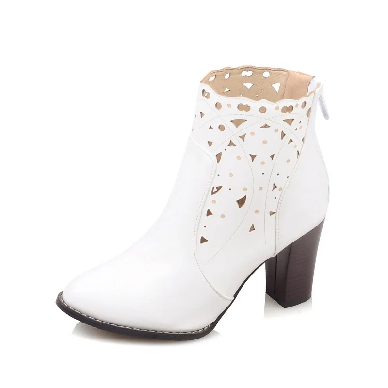 

2019 Spring and autumn solid Colors Women Boots Square heel Boots For Women High Heel back Zipper Casual Ankle boots