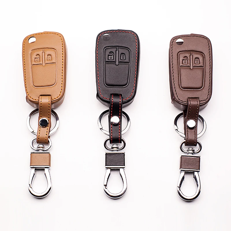 

Car Wallets Genuine Leather key cases sets key bags for Opel Mokka Astra Corsa Antara for Chevrolet for Cruze 2 Buttons fold key